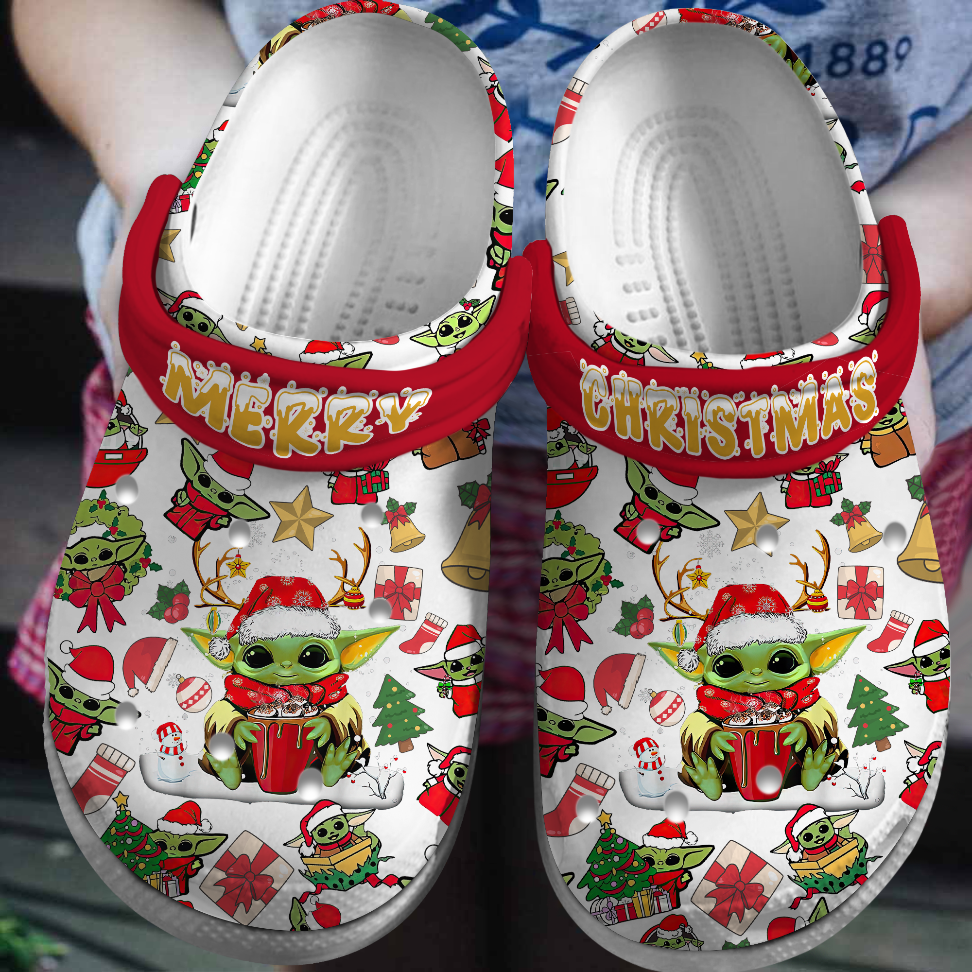 Baby Yoda Christmas Movie Crocs Crocband Clogs Shoes Comfortable For Men Women and Kids
