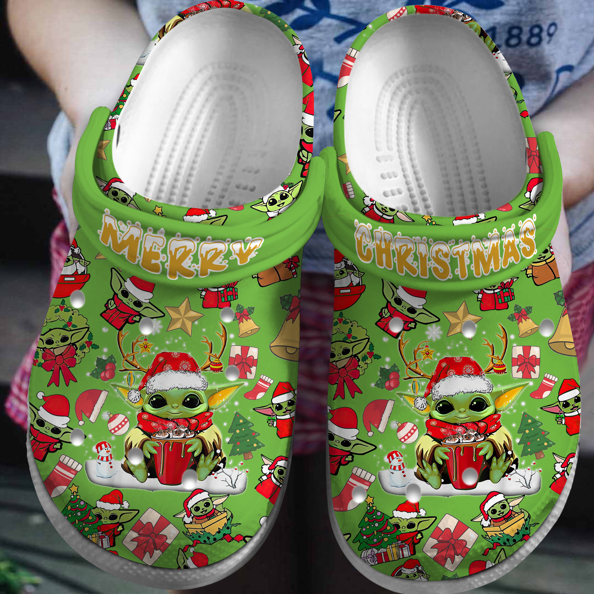 Baby Yoda Christmas Movie Crocs Crocband Clogs Shoes Comfortable For Men Women and Kids