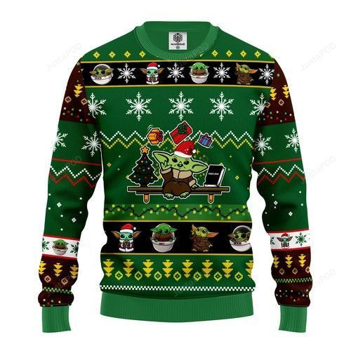 Baby Yoda Cute Ugly Christmas Sweater Adult 3D Funny Matching for family