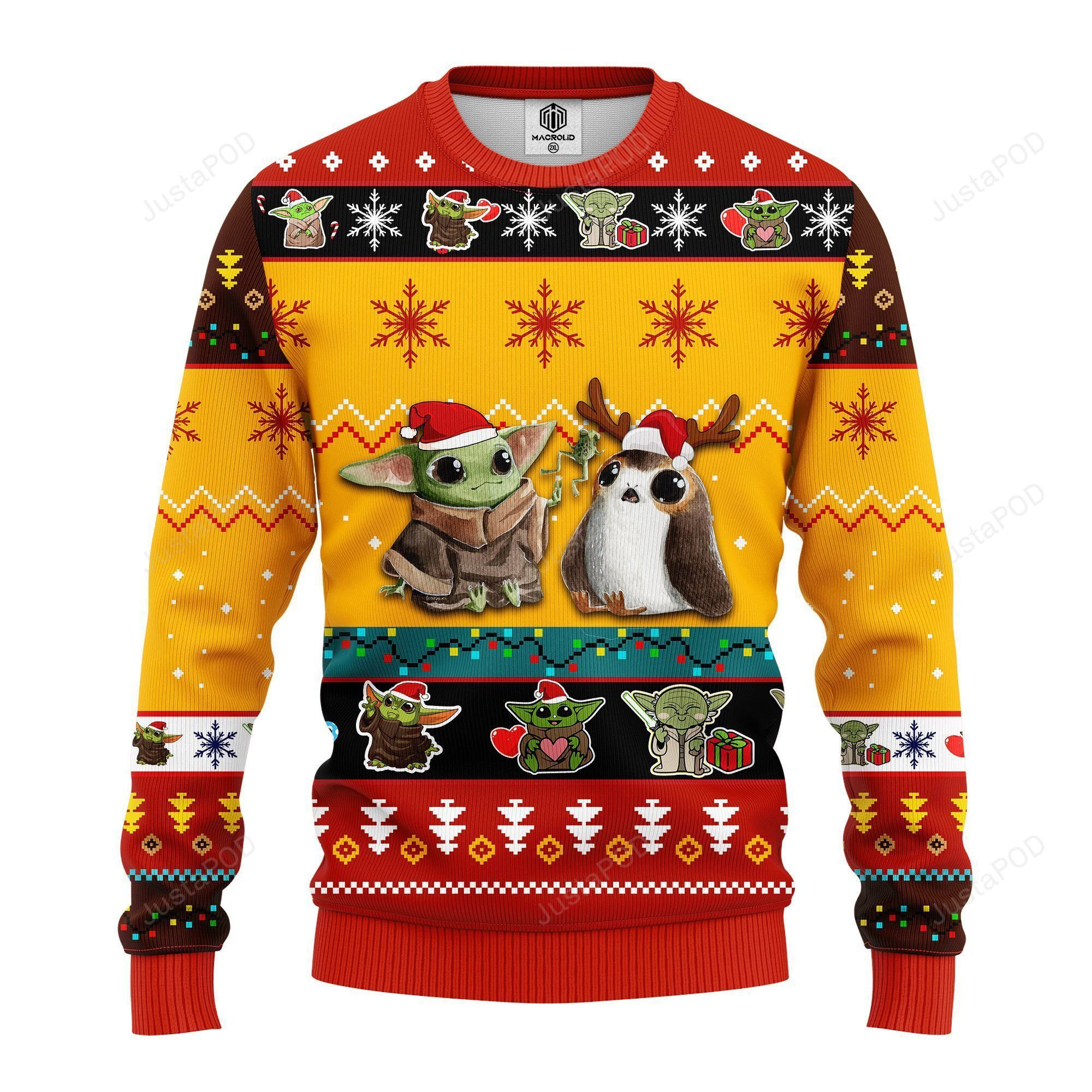 Baby Yoda Cute Ugly Christmas Sweater Adult 3D Funny Matching for family
