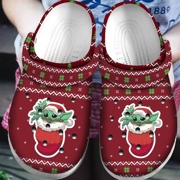 Baby Yoda In Socks Ugly Christmas Pattern Crocs Crocband Clog Shoes