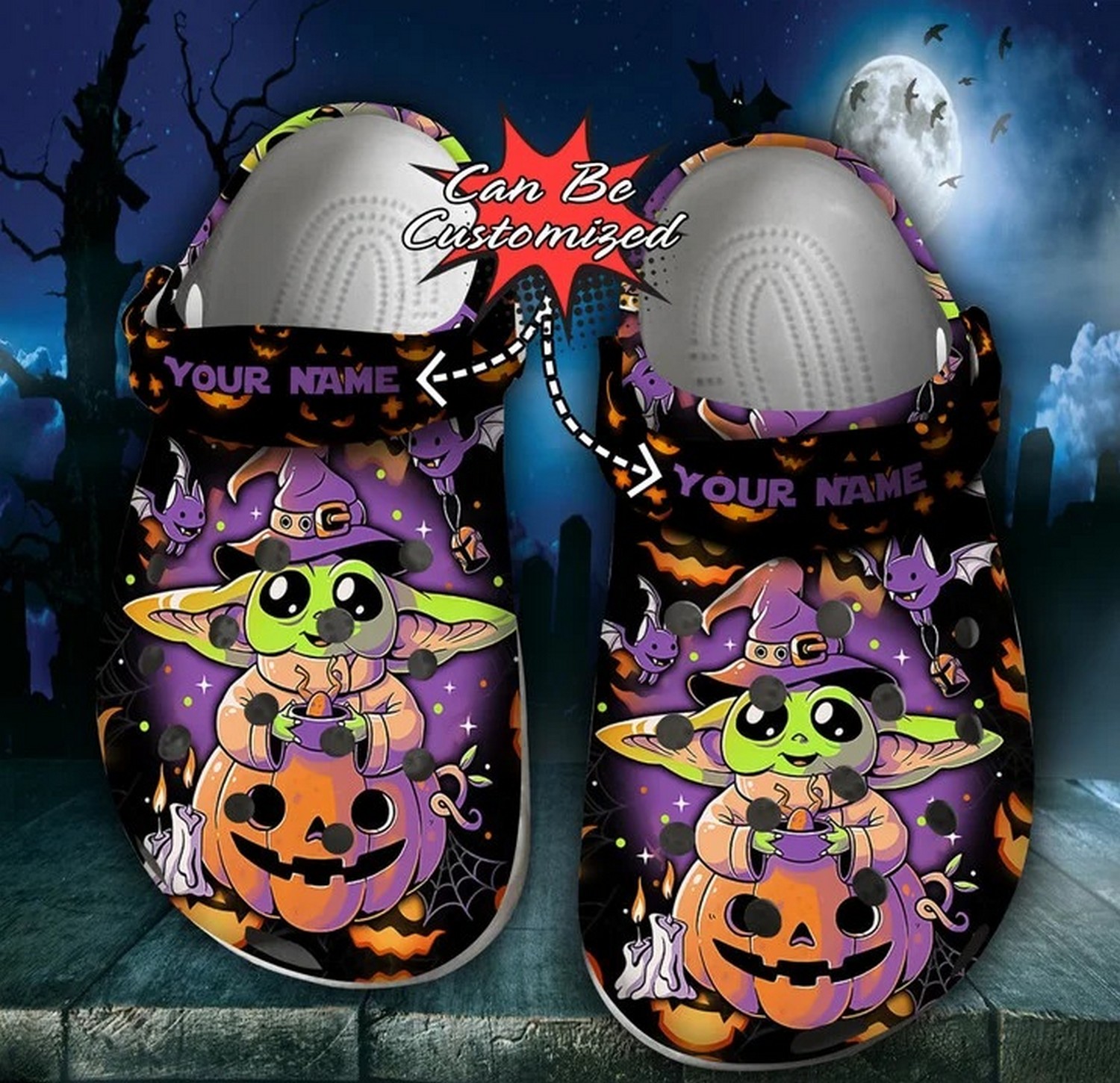 Baby Yoda Movie Halloween Crocs Crocband Clogs Shoes Comfortable For Men Women and Kids