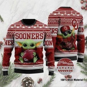Baby Yoda Oklahoma Sooners Ugly Christmas Sweater Adult 3D Funny Matching for family