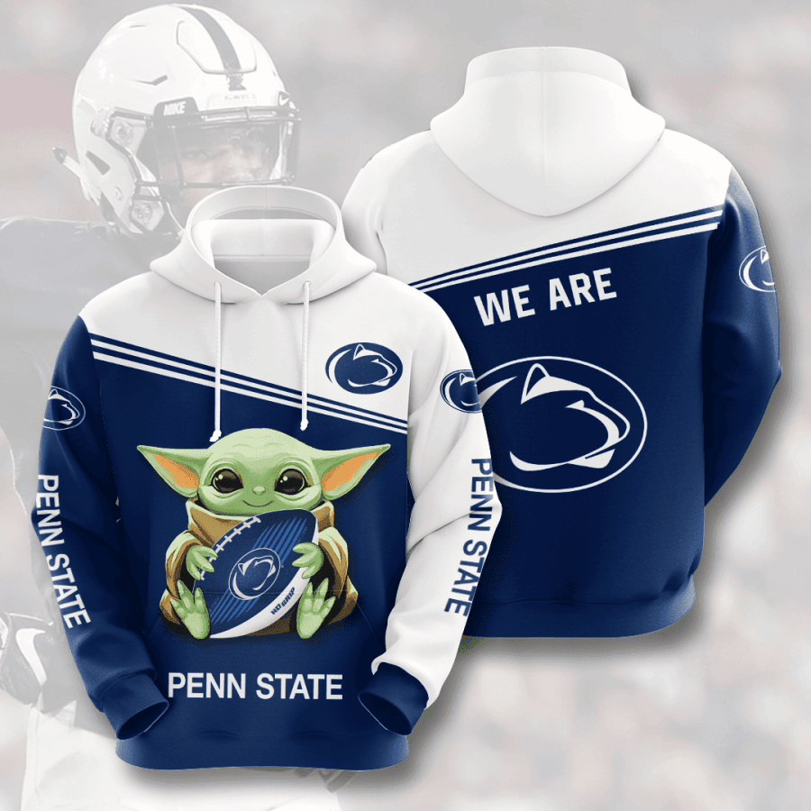 Baby Yoda Penn State Nittany Lions 3D All Over Print Hoodie, Zip Hoodie