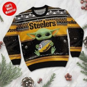 Baby Yoda Pittsburgh Steelers Ugly Christmas Sweater Adult 3D Funny Matching for family