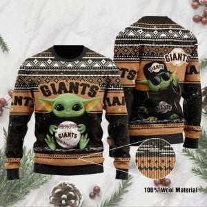 Baby Yoda San Francisco Giants Ugly Christmas Sweater Adult 3D Funny Matching for family