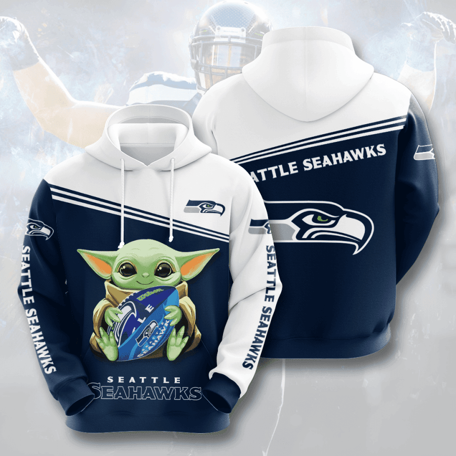 Baby Yoda Seattle Seahawks 3D All Over Print Hoodie, Zip Hoodie
