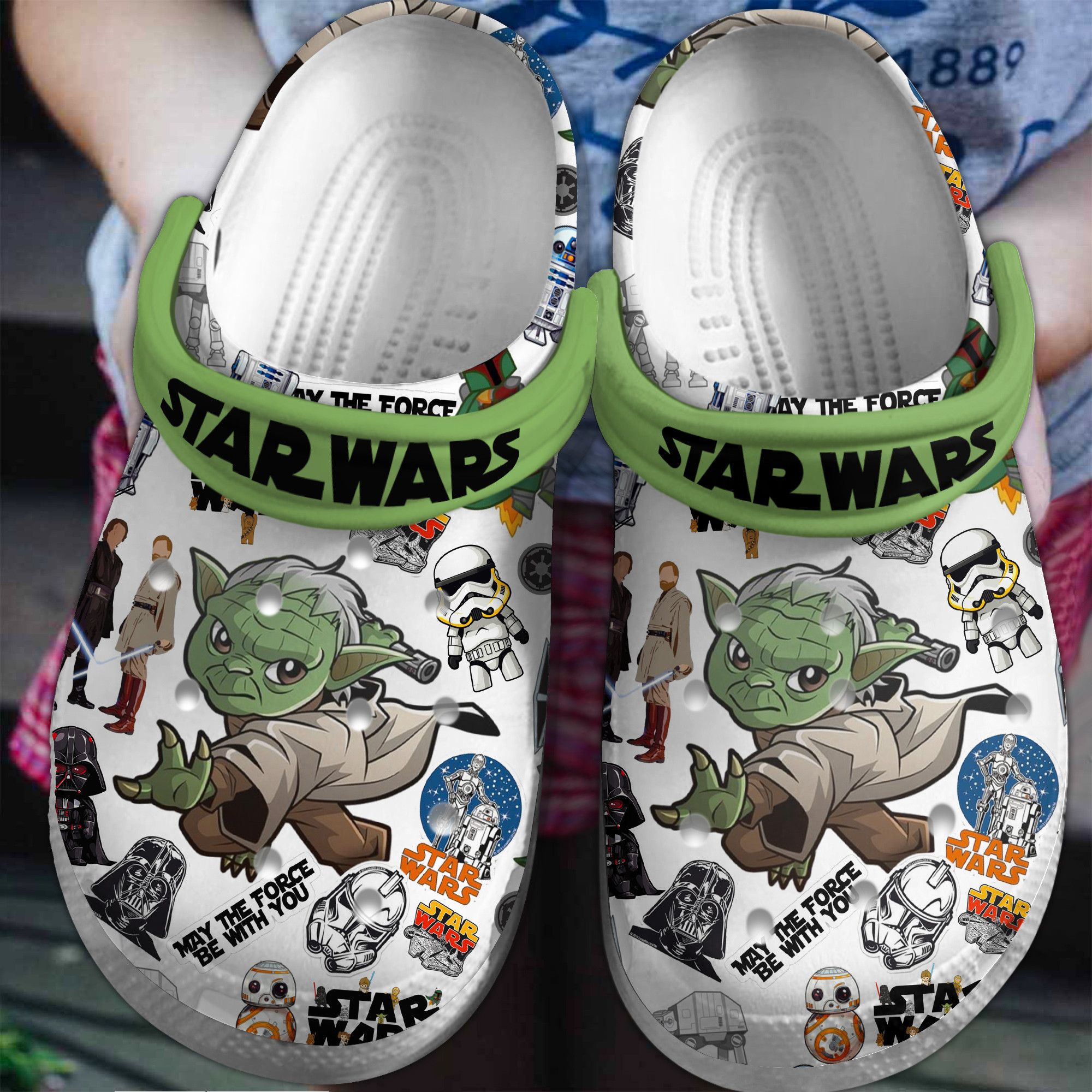 Baby Yoda Star Wars Movie Crocs Crocband Clogs Shoes Comfortable For Men Women and Kids