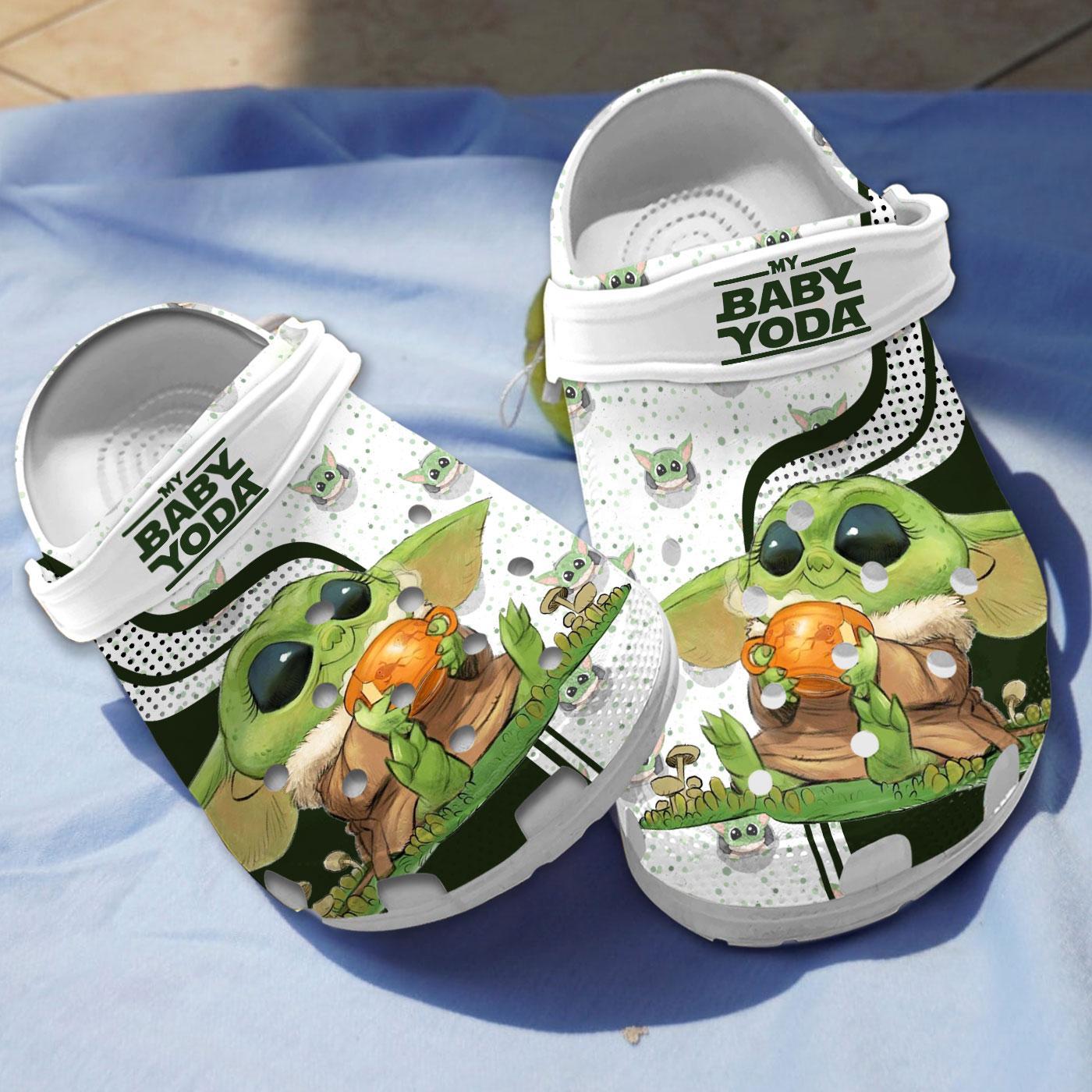 Baby Yoda Star Wars Movie Crocs Crocband Clogs Shoes Comfortable For Men Women and Kids