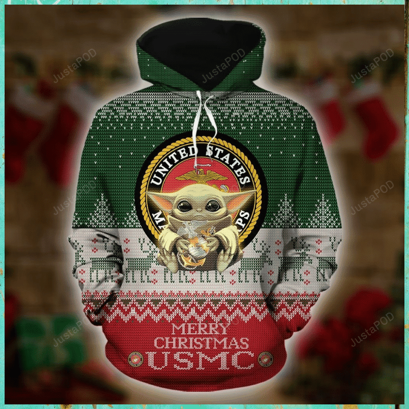 Baby Yoda United States Ugly Christmas Sweater Adult 3D Funny Matching for family