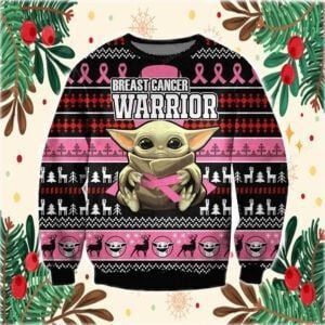 Baby Yoda With Cancer Ugly Christmas Sweater Adult 3D Funny Matching for family