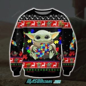 Baby Yoda With Puzzles Ugly Christmas Sweater Adult 3D Funny Matching for family