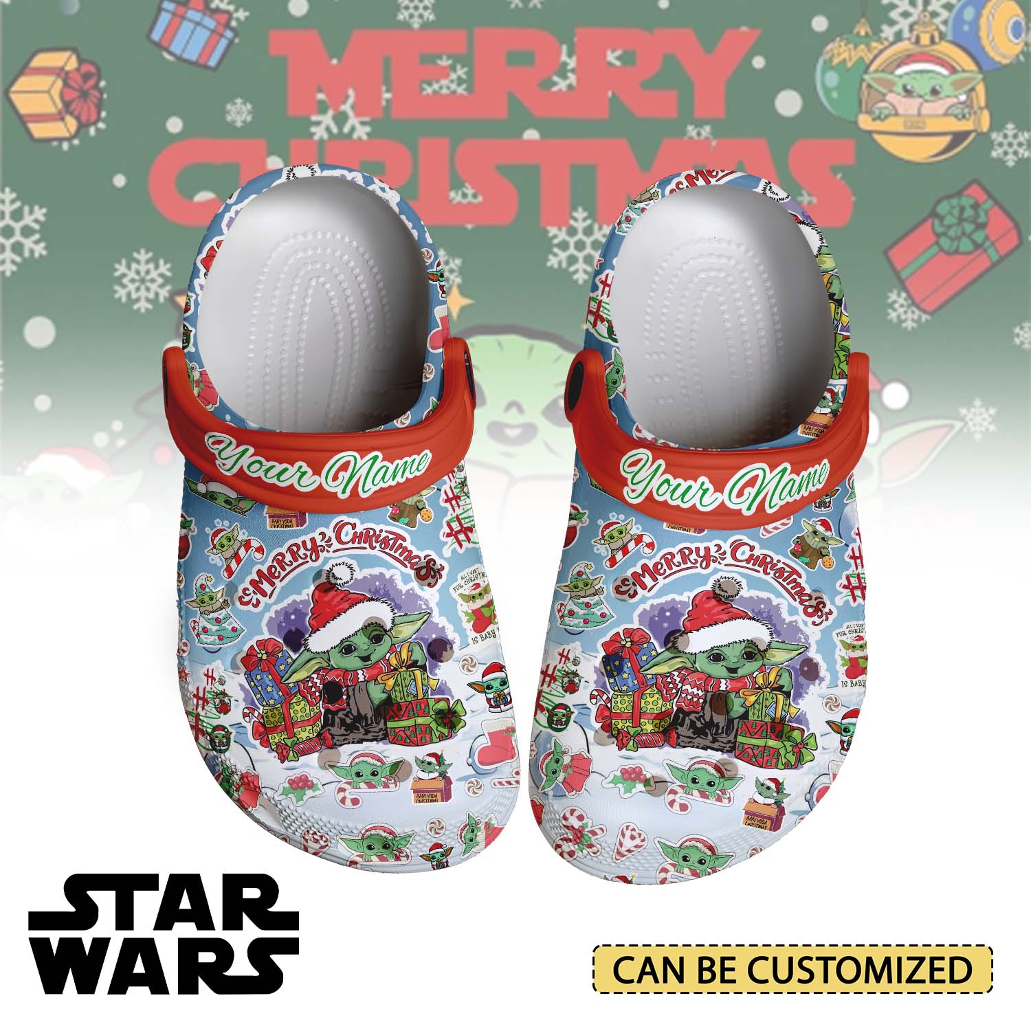 Baby Yoda x Christmas Movie Crocs Crocband Clogs Shoes Comfortable For Men Women and Kids
