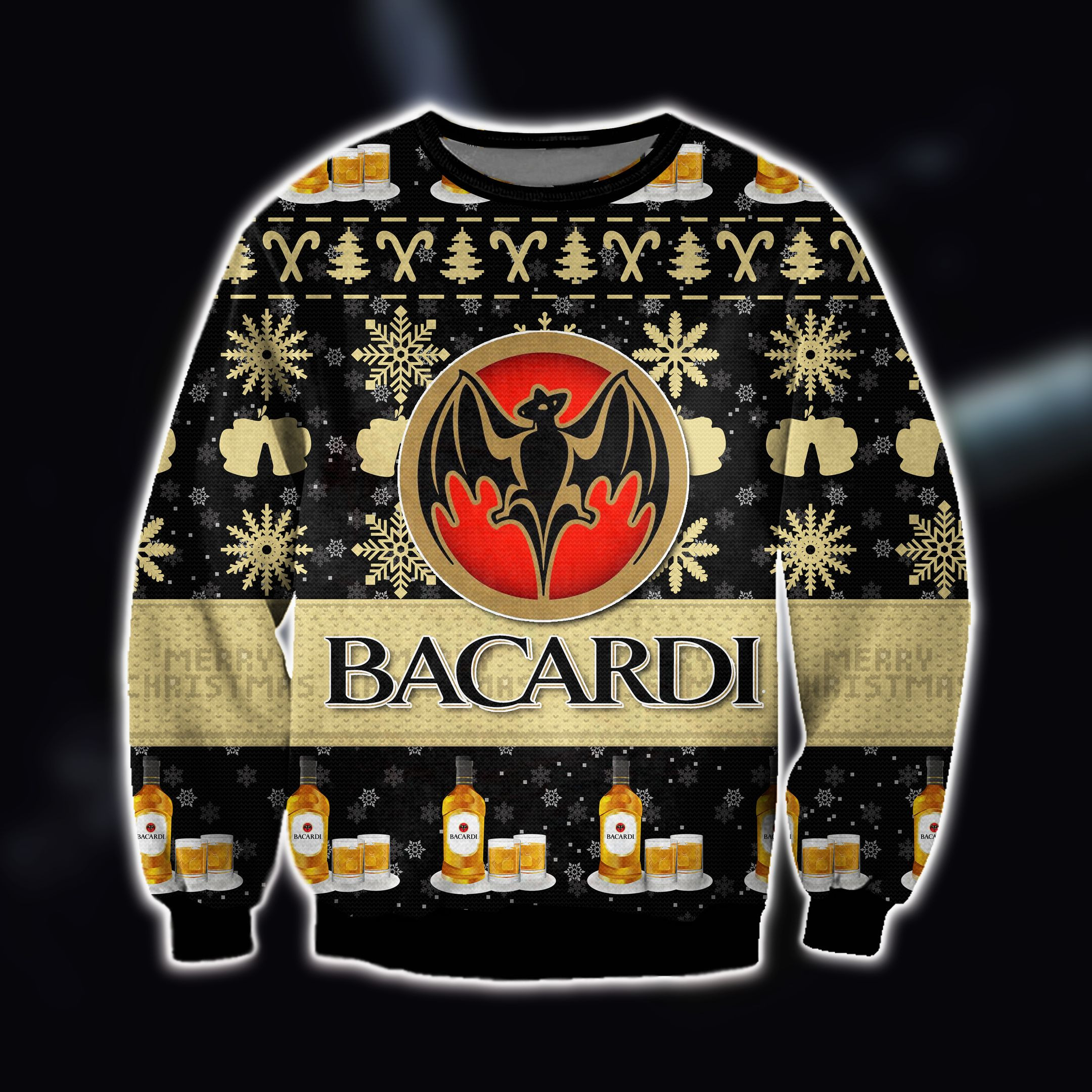 Bacardi Ugly Christmas Sweater Adult 3D Funny Matching for family