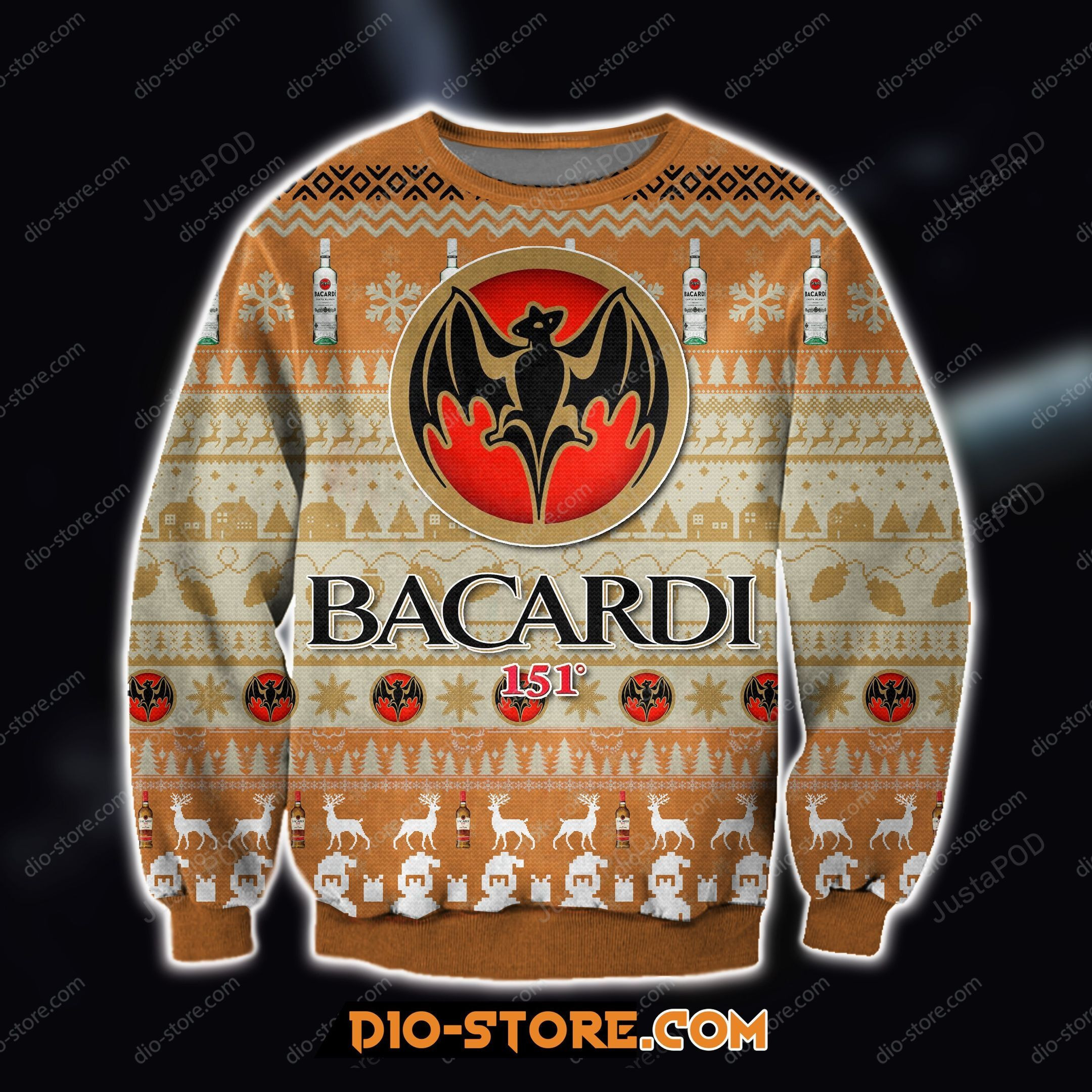 Bacardi Wine Knitting Pattern For Unisex Ugly Christmas Sweater Adult 3D Funny Matching for family