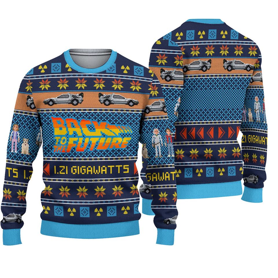 Back Future 80s Movie Ugly Christmas Sweater