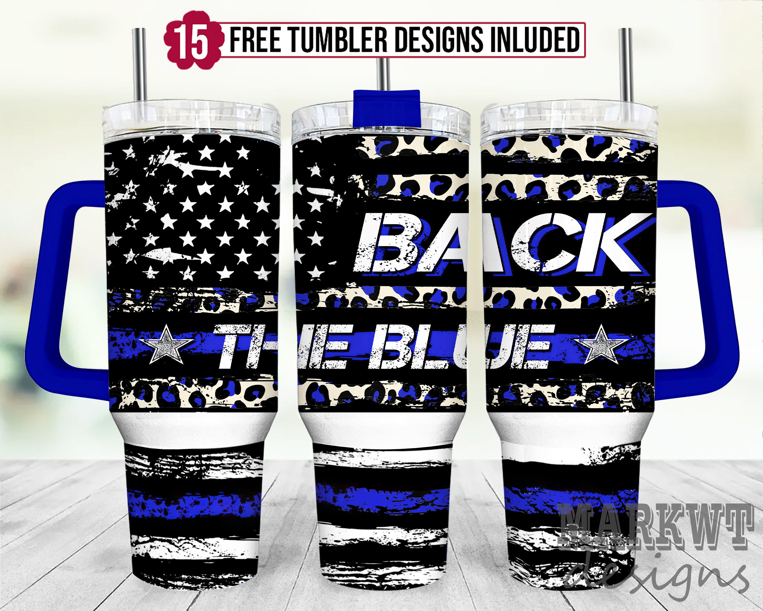 Back the Blue Flag Custom Stanley Cup 40 oz 30 oz Tumbler With HandleTVC2301956