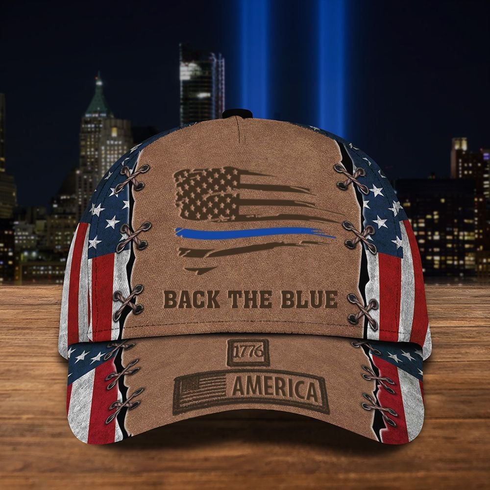 Back The Blue Thin Blue Line 1776 America Hat USA Flag Cap Support Law Enforcement Men Women Trucker Hats Custom Hats Gifts For Men & Women