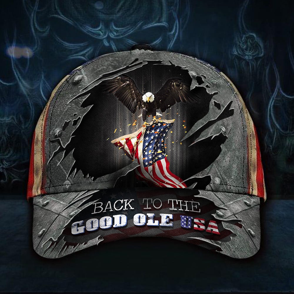 Back The Good Ole' USA Hat Retro Vintage American Eagle Hat Patriotic Gifts For Dad Trucker Hats Custom Hats Gifts For Men & Women
