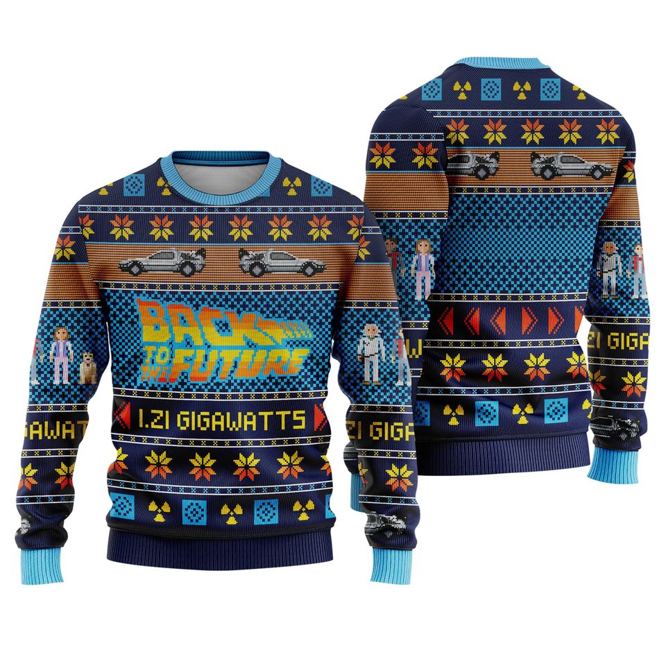 Back To The Future Christmas Ugly Sweater, Back To The Future Christmas