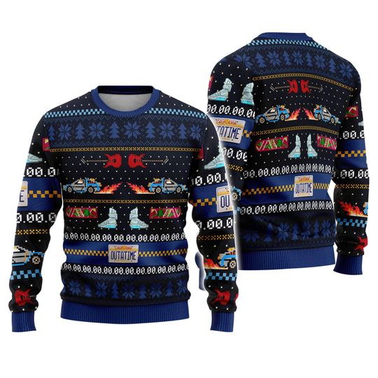 Back To The Future Christmas Ugly Sweater, Marty McFly Emmett Brown Christmas Sweater - Image 4