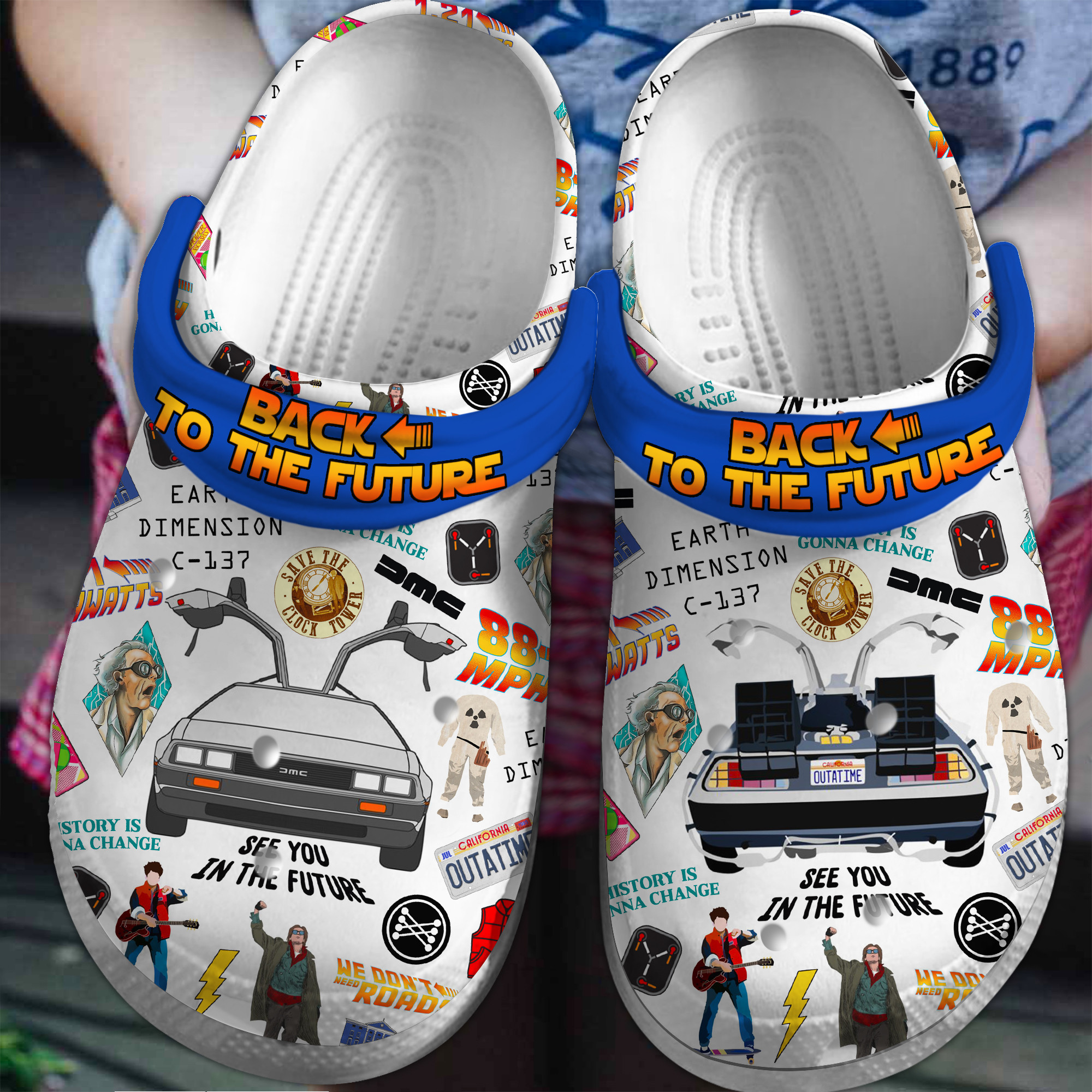 Back To The Future Movie Crocs Crocband Clogs Shoes Comfortable For Men Women and Kids