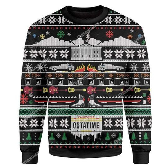 Back To The Future Ugly Christmas Sweater Adult 3D Funny Matching for family
