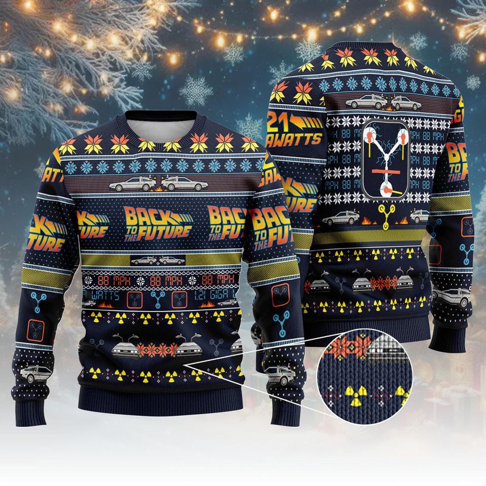 Back To The Future Ugly Christmas Sweater, Marty McFly Emmett Brown Sweatshirt