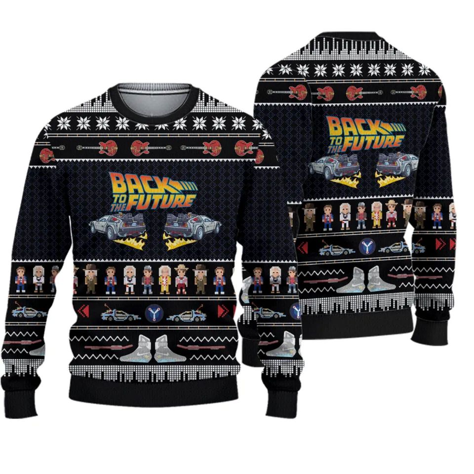 Back to the Future Ugly Knitted Christmas Sweater