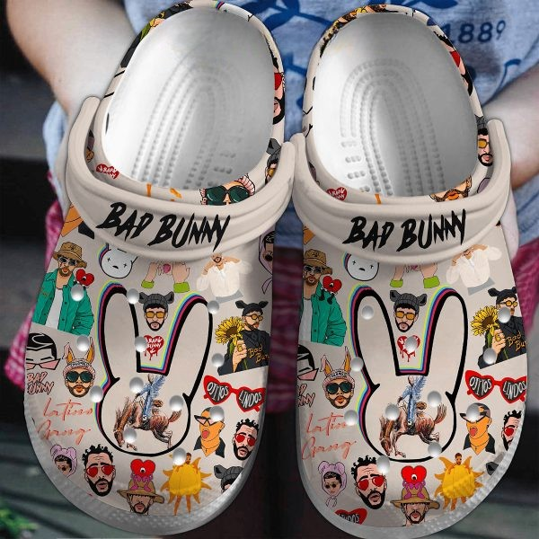 Bad Bunny Music Crocs Crocband Clogs Shoes Comfortable For Men Women and Kids