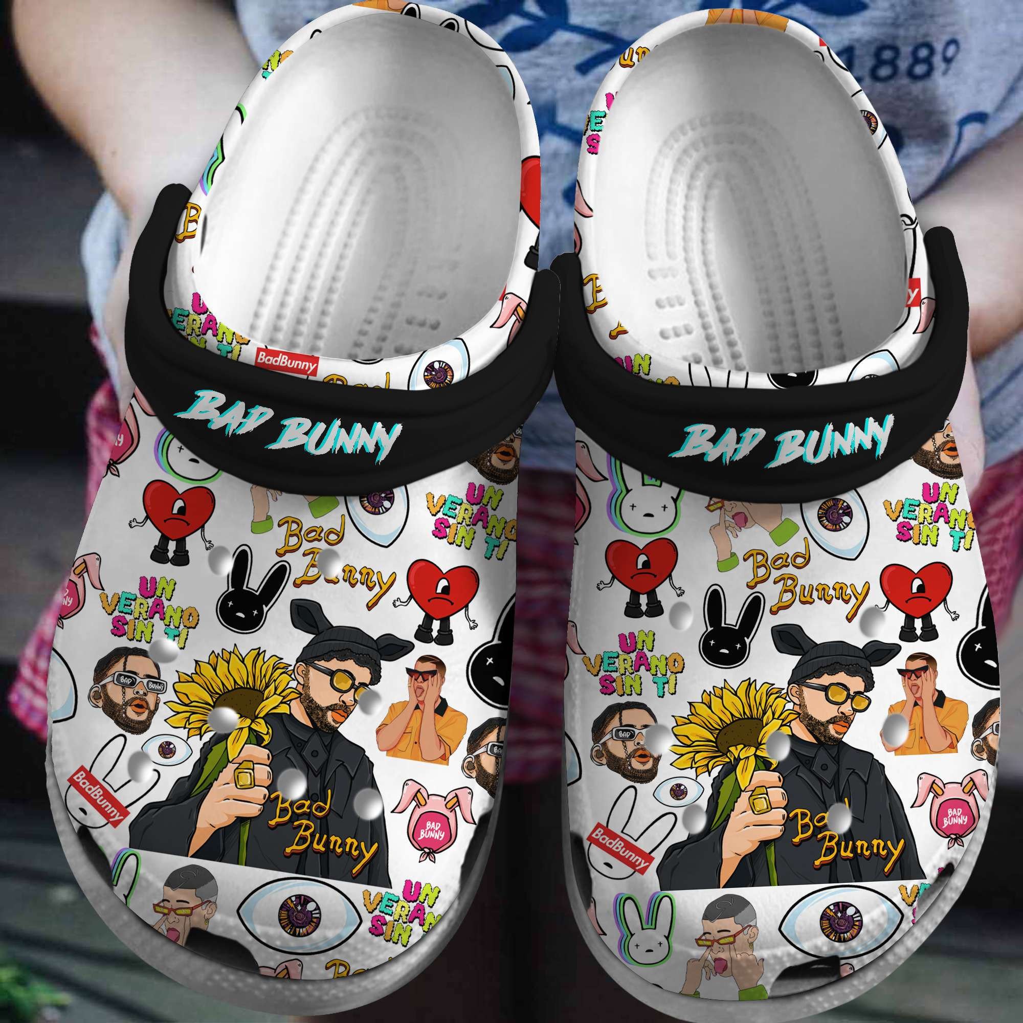 Bad Bunny Music Crocs Crocband Clogs Shoes Comfortable For Men Women and Kids