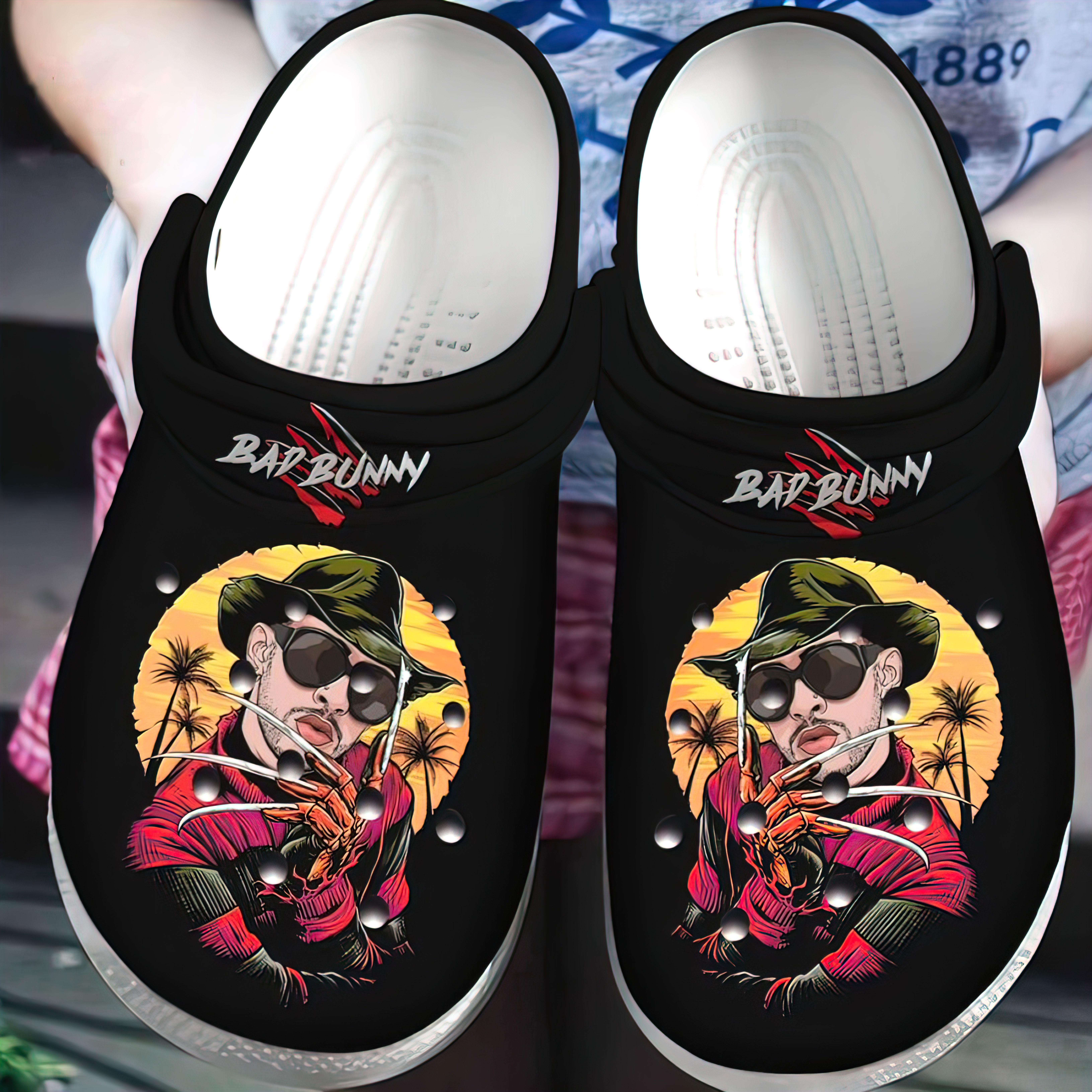 Bad Bunny Music Crocs Crocband Clogs Shoes Comfortable For Men Women and Kids