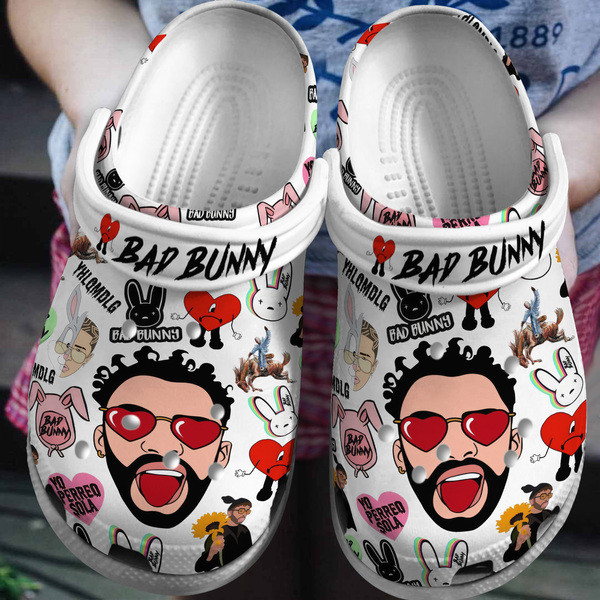 Bad Bunny Music Crocs Crocband Clogs Shoes Comfortable For Men Women and Kids