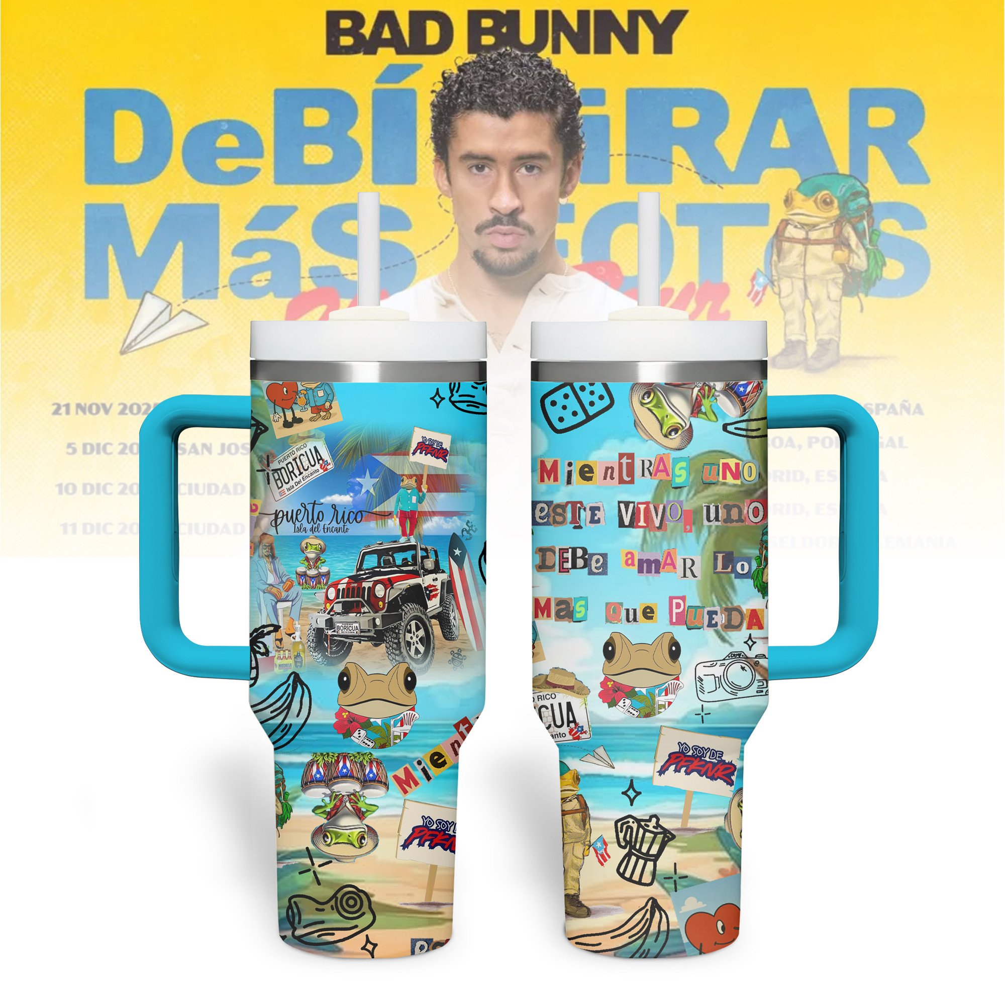 Bad Bunny Music Custom Stanley Cup 40 oz 30 oz Tumbler With HandleTVC230198