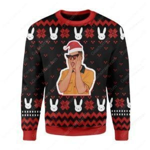 Bad Bunny Surprising Man For Unisex Ugly Christmas Sweater Adult 3D Funny Matching for family