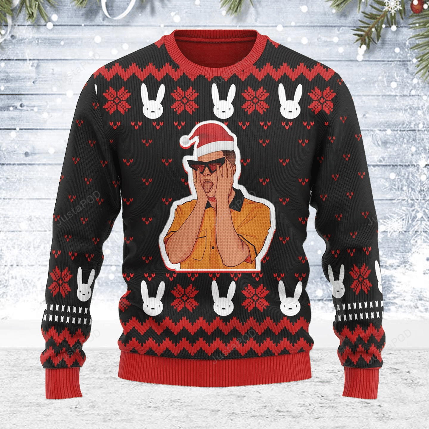 Bad Bunny Ugly Christmas Sweater Adult 3D Funny Matching for family