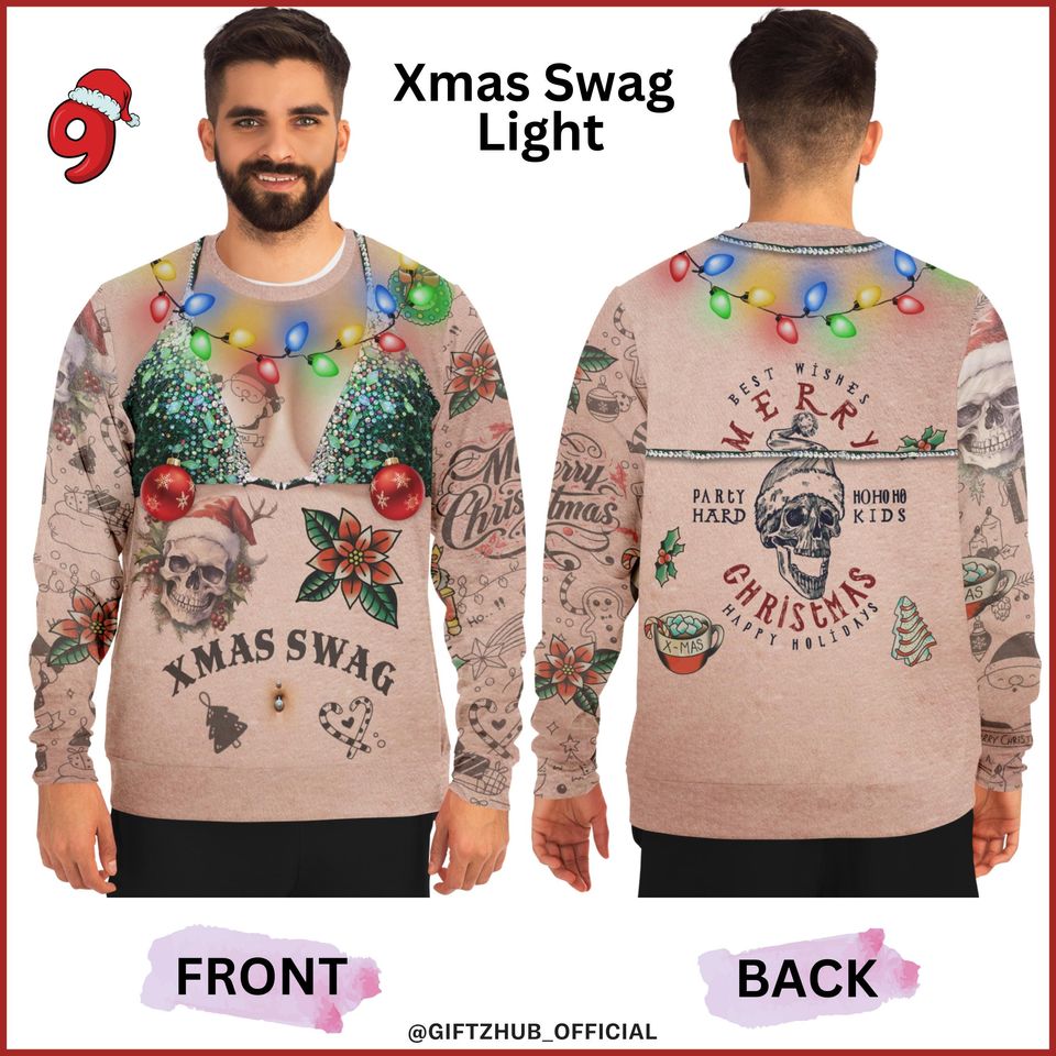 Bad santa ugly xmas shirt, Funny ugly Christmas sweater, caucasian santa sweatshirt, funny Christmas jumper - Image 7