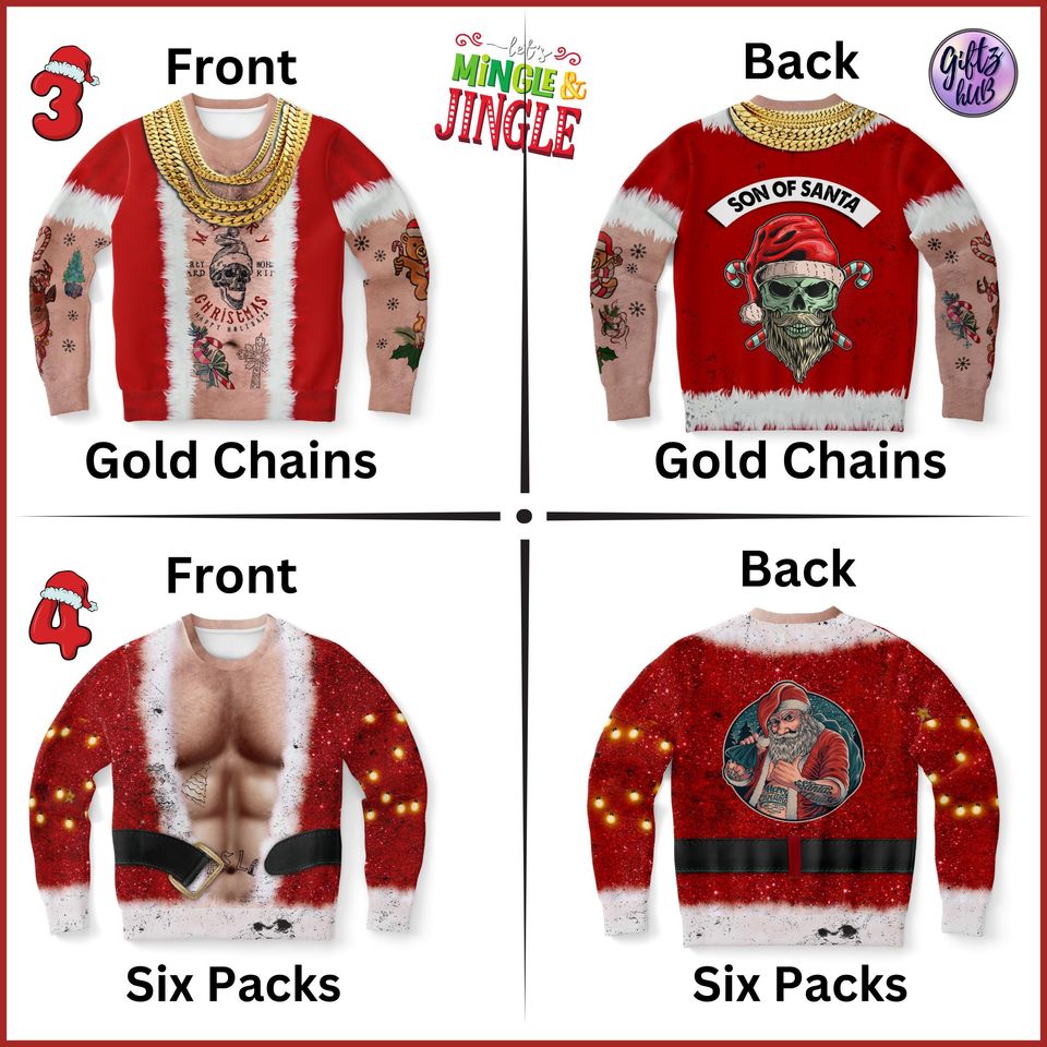 Bad santa ugly xmas shirt, Funny ugly Christmas sweater, caucasian santa sweatshirt, funny Christmas jumper - Image 4