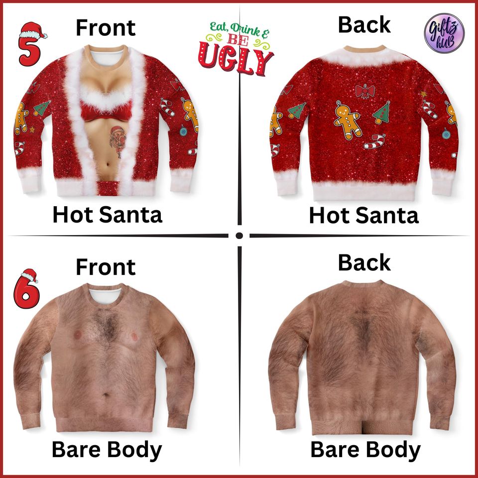 Bad santa ugly xmas shirt, Funny ugly Christmas sweater, caucasian santa sweatshirt, funny Christmas jumper - Image 5