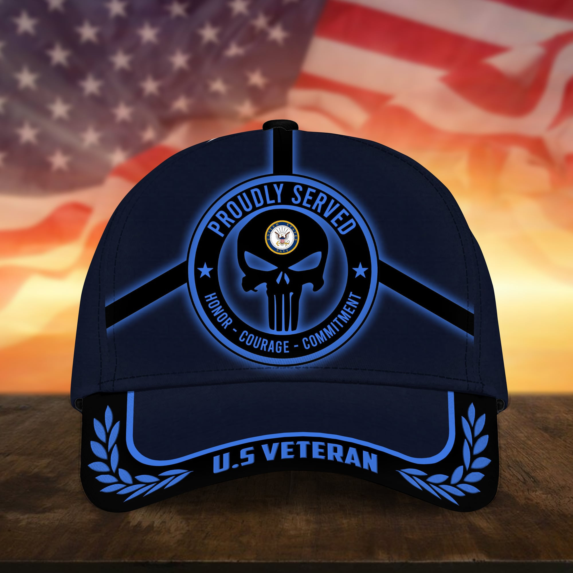 Badass Puniskull U.S Navy Veteran Cap Trucker Hats Custom Hats Gifts For Men & Women