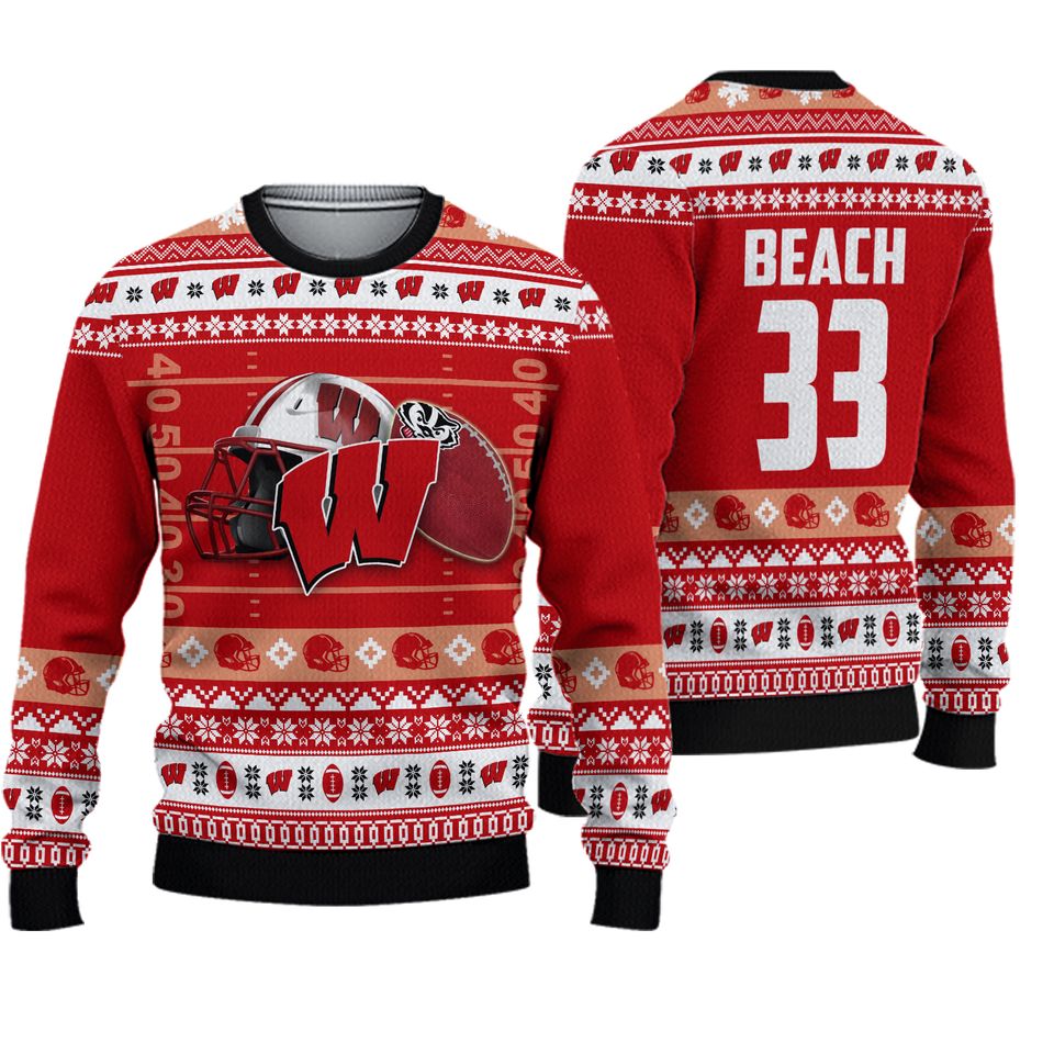 Badgers Custom Name & Number Personalized Knitted Ugly Christmas Sweater