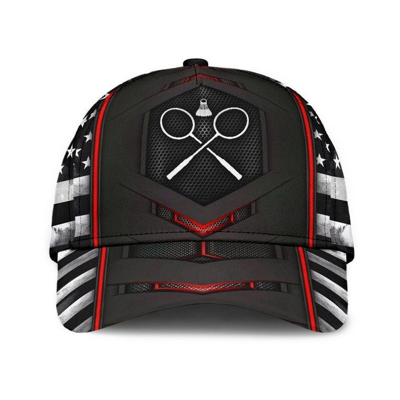 Badminton Red Flag Hat Classic Cap 3D Skull Cap, Cap Gift Idea, Human Cap, Trending Cap, American Cap Trucker Hats Custom Hats Gifts For Men & Women