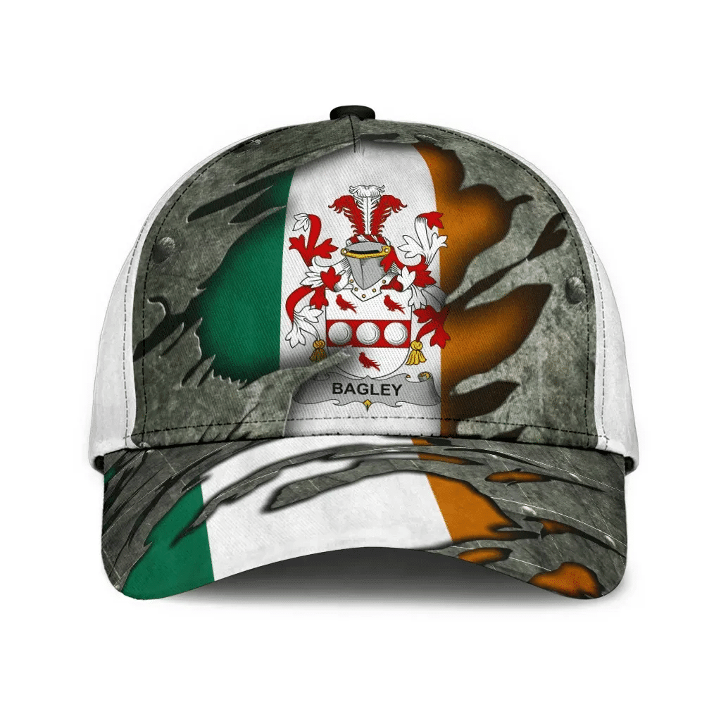 Bagley Coat Of Arms - Irish Family Crest Hat Classic Cap 3D Trucker Hats Custom Hats Gifts For Men & Women