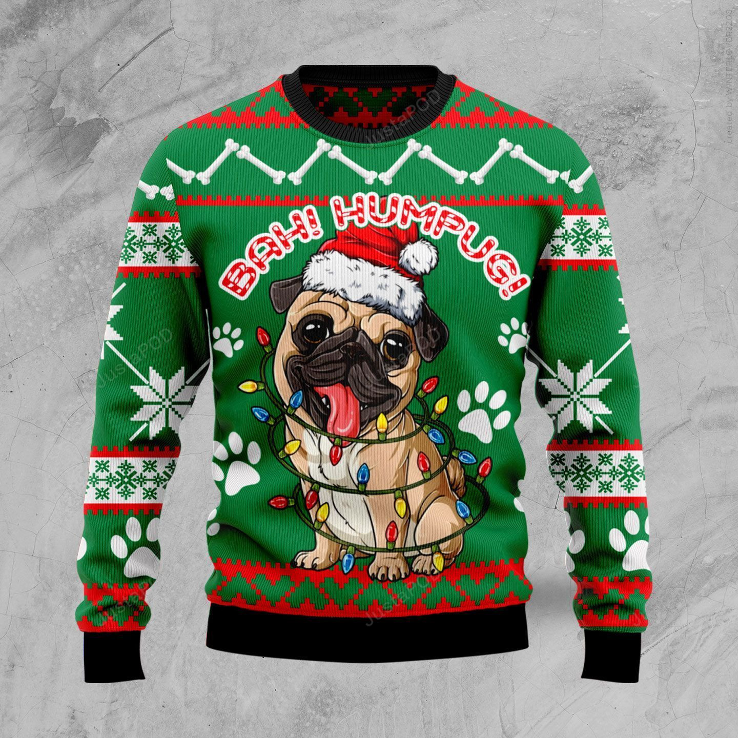 Bah! Humpug! Ugly Christmas Sweater Adult 3D Funny Matching for family