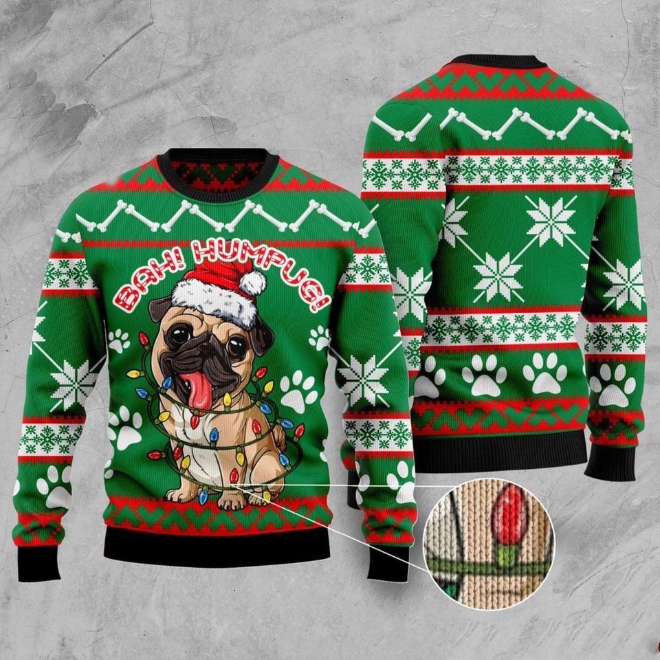 Bah Humpug Lighting Ugly Christmas Sweater
