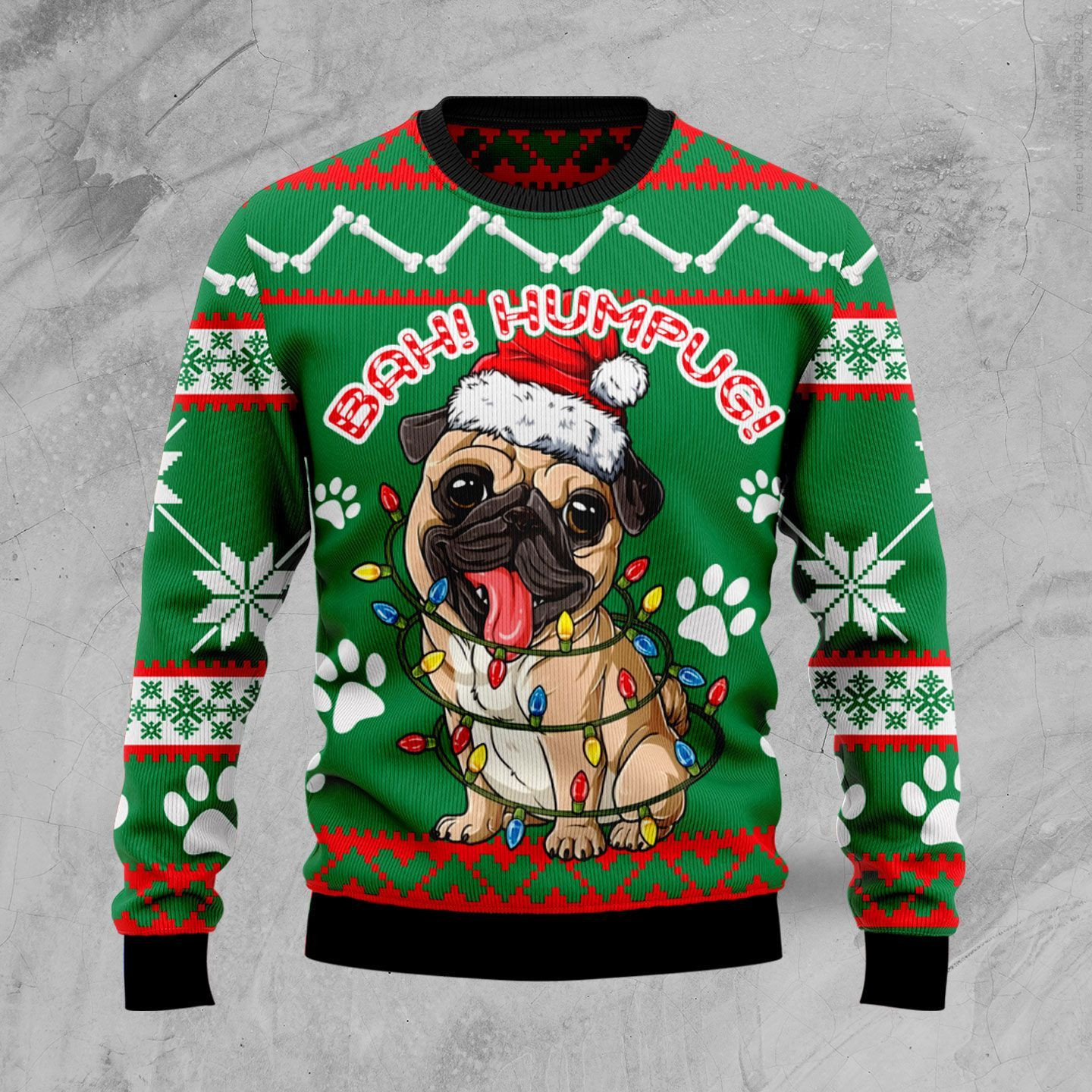 Bah Humpug Ugly Christmas Sweater Adult 3D Funny Matching for family