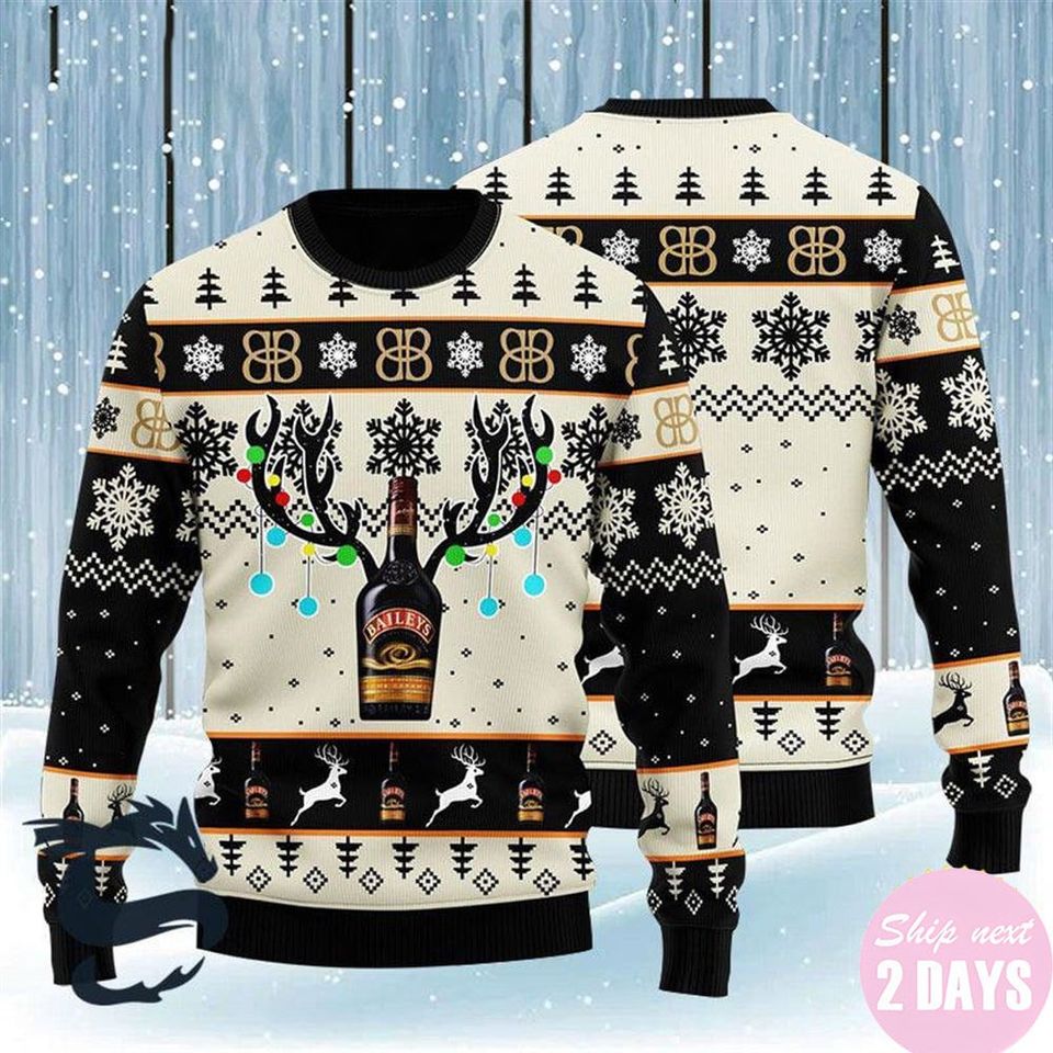 Baileys Reindeer Snowy Night Ugly Beer Sweater