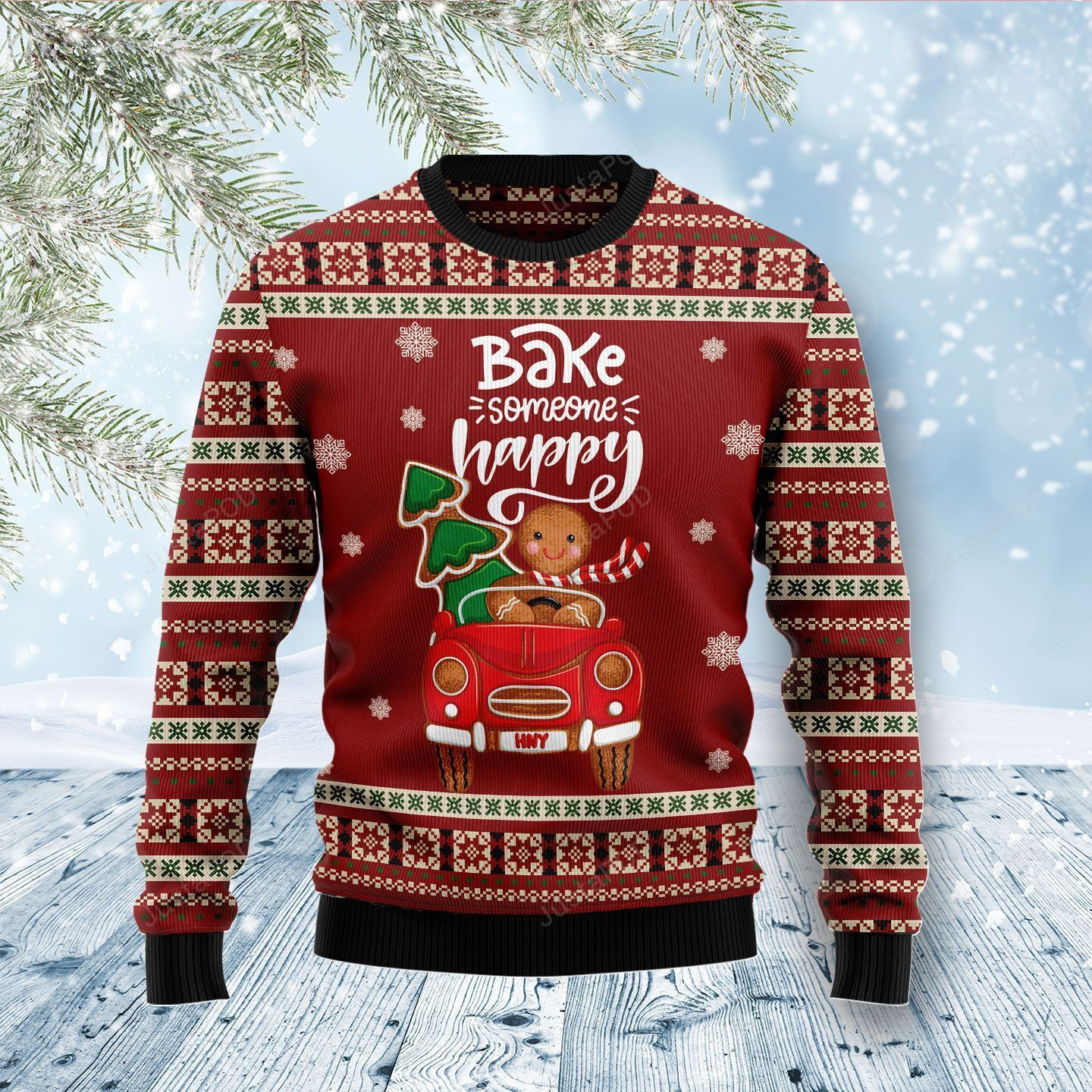 Bake Someone Happy Ugly Christmas Sweater Adult 3D Funny Matching for family