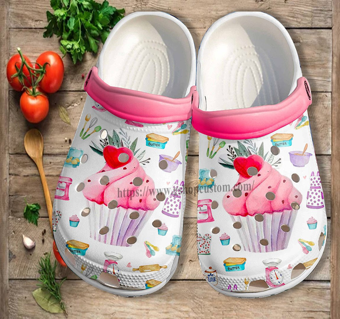 Baking Mom Pink Shoes Gift Chef Grandma - Kitchen Cake Baking Shoes Croc Clogs Mother Day Gift