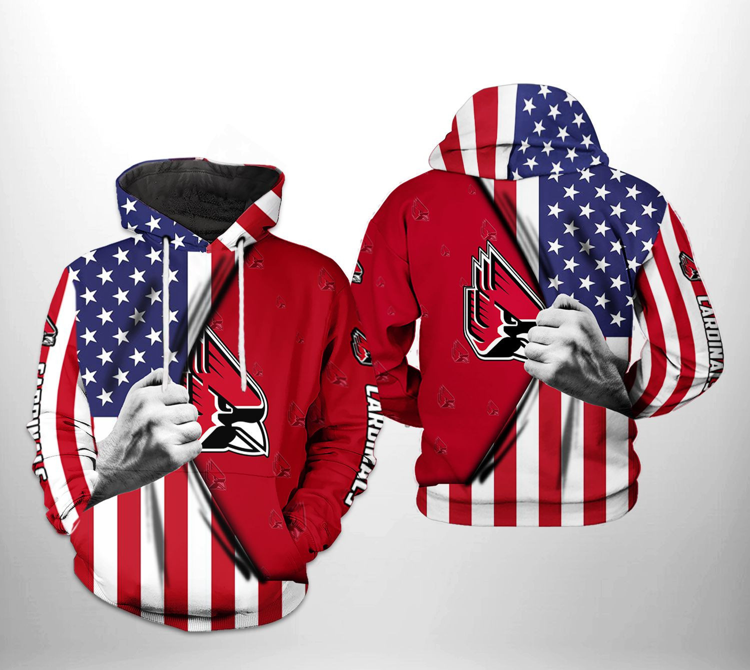 Ball State Cardinals NCAA US FLag 3D All Over Print Hoodie, Zip Hoodie
